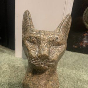 5.5” SandStone resin egyptian Cat Head Statue EGYPT 2.1 Pounds!  100% Authentic!